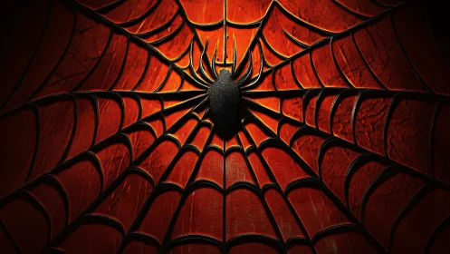 Midnight spider sigil blazing over molten crimson web.