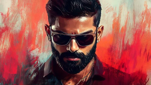 Intense male portrait rendered in high-contrast digital painting