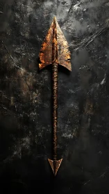 Weathered bronze spear with timeless, battle worn character.