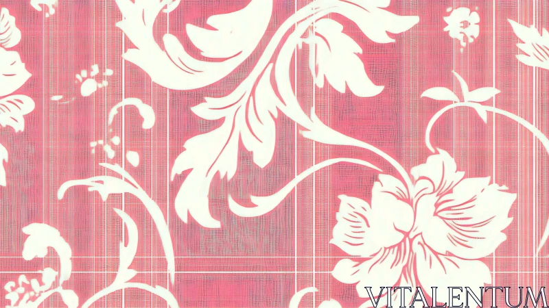 White floral silhouettes on pink plaid patterned backdrop.