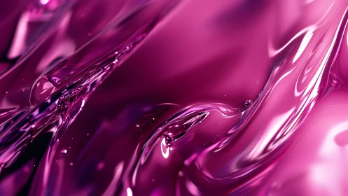 Glossy Abstract Pink Liquid Swirl with Reflective Highlights.