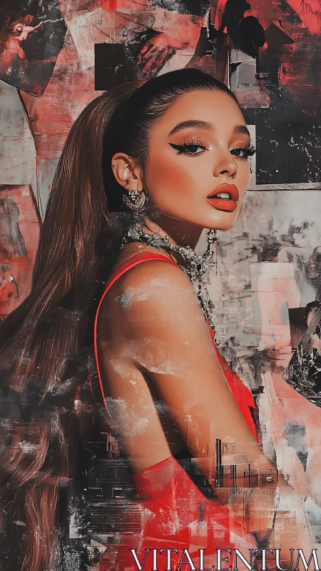 Chromatic portrait fusion with collage-driven glamor overlays.