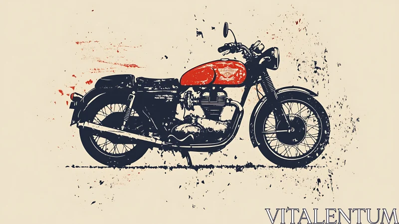 Grunge vector illustration of vintage motorcycle profile view.