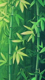 Lush green bamboo grove glows with layered digital foliage.