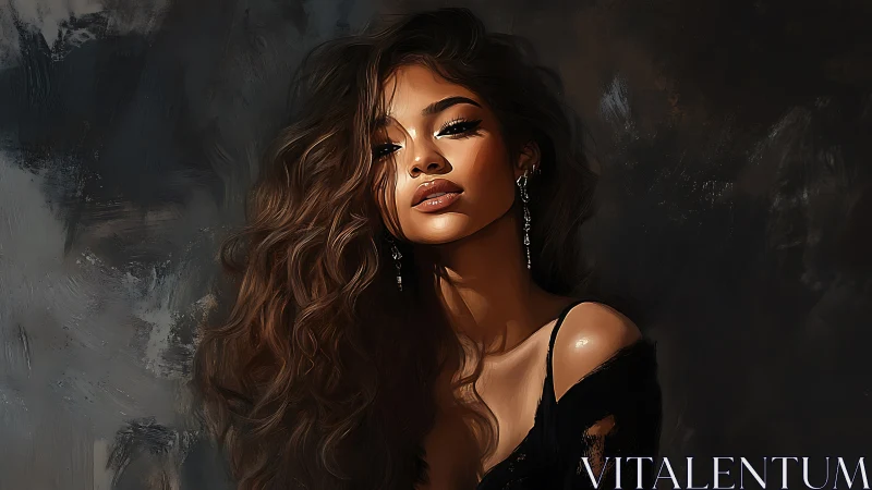 Moody digital portrait highlights luminous brunette beauty