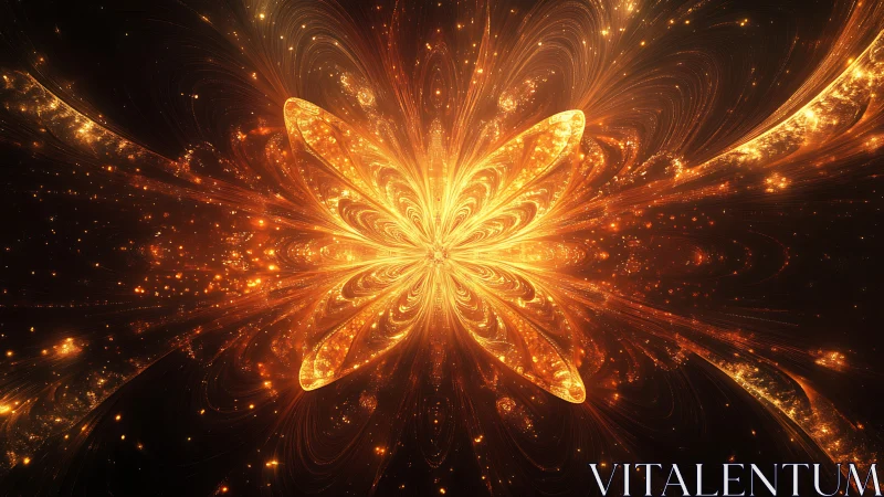 Symmetrical golden fractal pattern with radiating arcs.