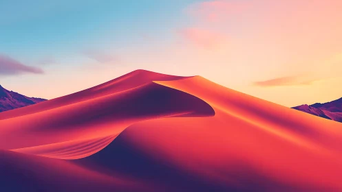 Chromatic desert dune ridge rendered in stylized gradient light