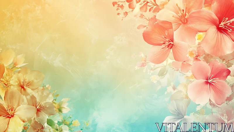 Watercolor Floral Gradient: Soft Blooms Fade to Pastel.
