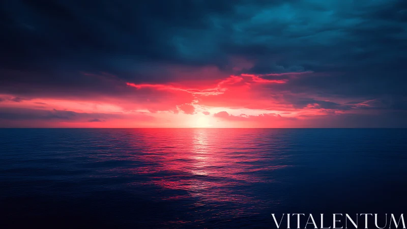 Neon magenta seascape captures cinematic twilight horizon glow