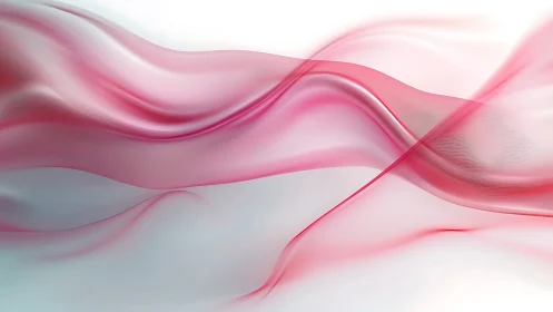 Pink translucent waves flow across white minimalist field.