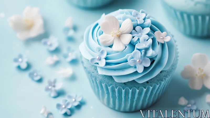 Sky-Blue Confection: Delicate Edible Artistry Adorned.