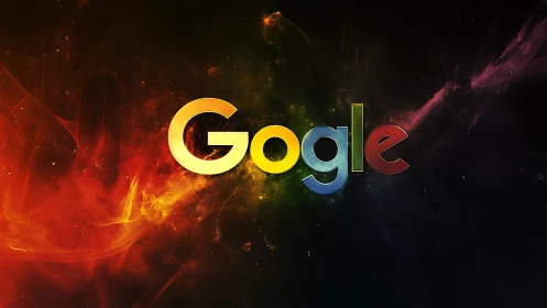Radiant Google logo glows across a swirling cosmic backdrop