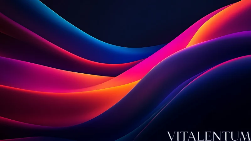 Glowing neon waves flow gently across a deep twilight sky