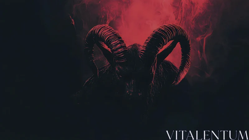 Digital painting of horned demon silhouette in red haze.