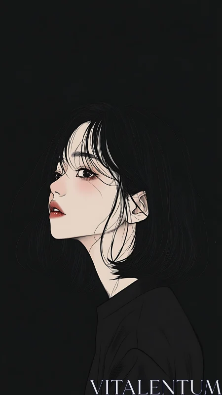 Soft gaze in the dark, a quiet portrait of gentle strength.