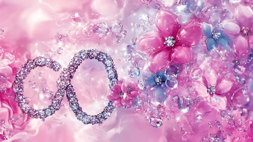 Glittering infinity blooms in a dreamlit pink crystal garden.