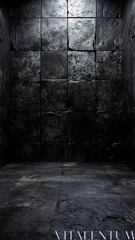 Gritty concrete chamber glows under stark overhead light