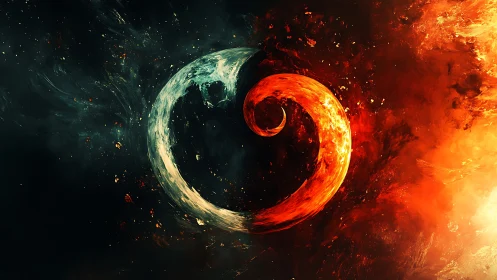 Celestial Yin-Yang: Fire and Ice Cosmic Duality.