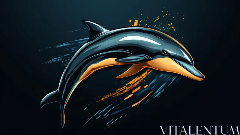 Hydrodynamic dolphin vector rendered with neon edge lighting.