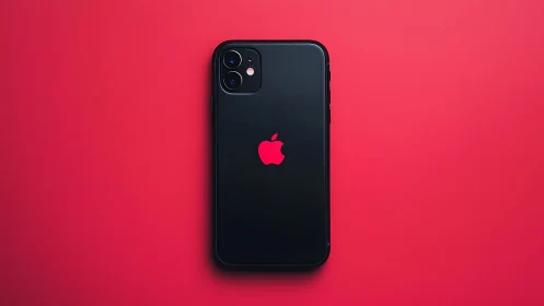 Black iPhone 11 on Vibrant Red Background