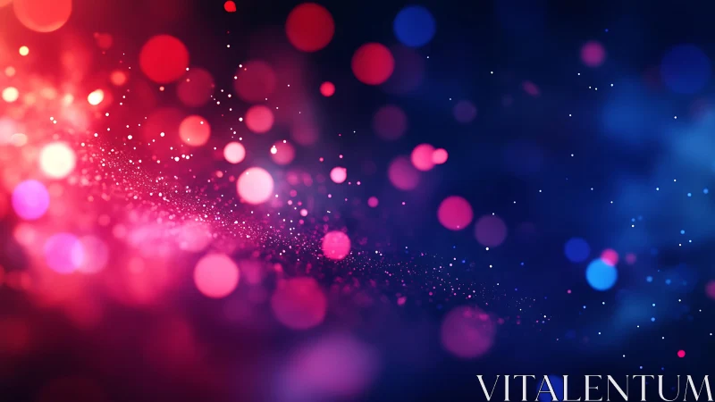 Vibrant Abstract Bokeh Lights in Red and Blue Digital Art Style.