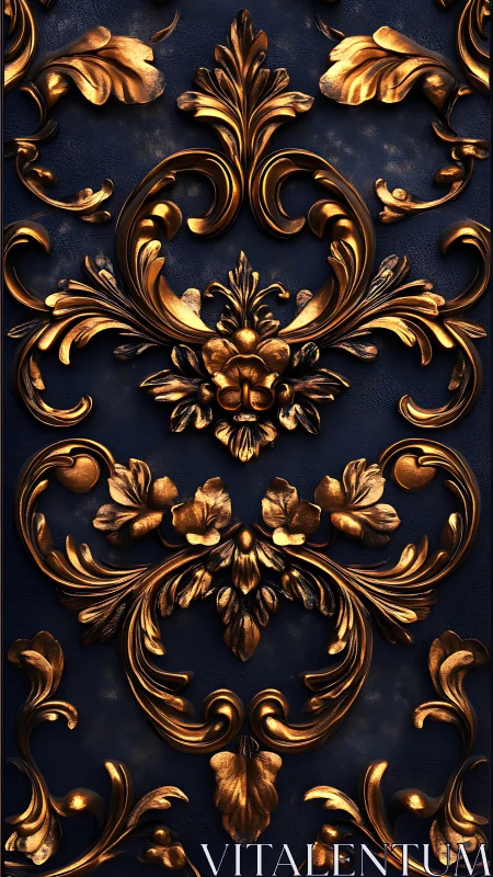 Baroque gold flourishes bloom on midnight velvet walls.