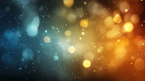 Abstract Bokeh Lights with Blue, Yellow, and Orange Gradient.