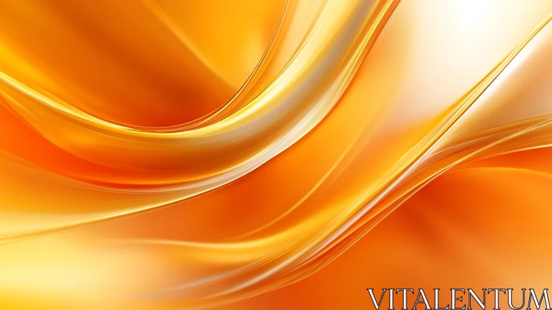 Vibrant orange abstract waves in glossy fluid design background.