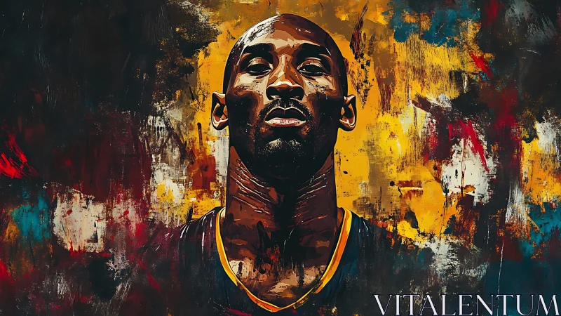 Digital painting isolates a basketball player in abstract color field