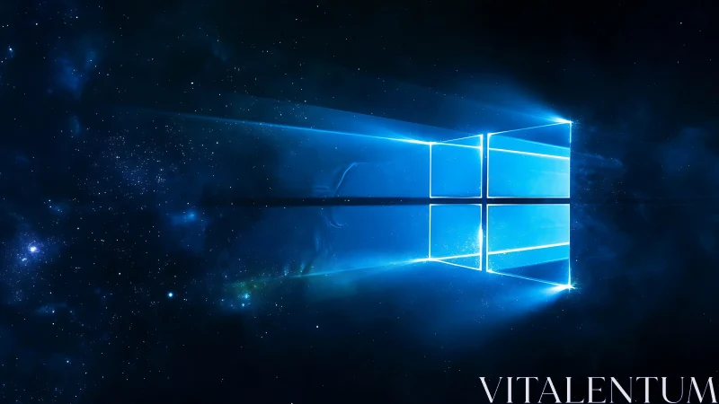 Windows-style luminous window frame appears in deep space