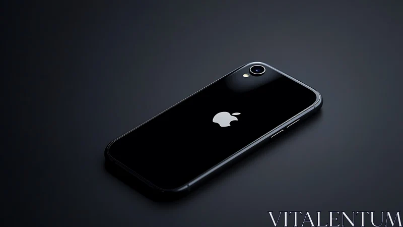 iPhone XR Black Smartphone Angled Against Dark Grey Background