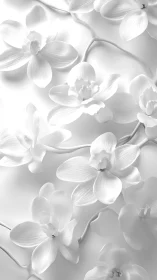Ethereal White Orchids in Monochromatic Botanical Study.