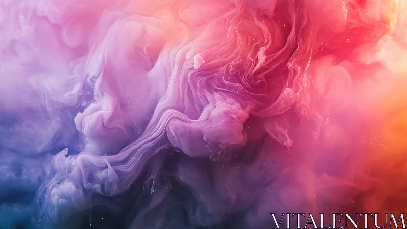 Multicolored fluid ink clouds in soft gradient light field.