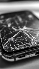 Shattered smartphone screen captures impact of sudden damage