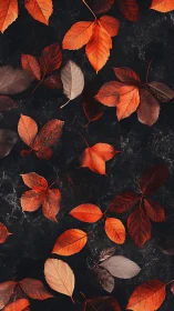 Autumn leaves create dense scattered pattern on dark stone