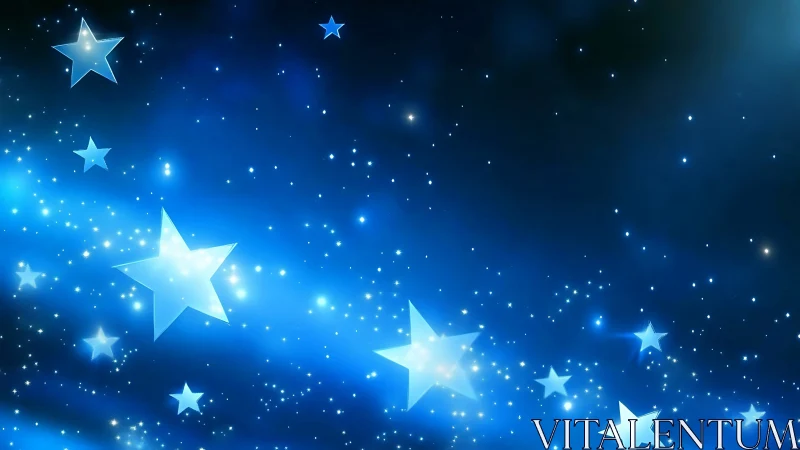 Glowing blue star trail curves through dense cosmic field