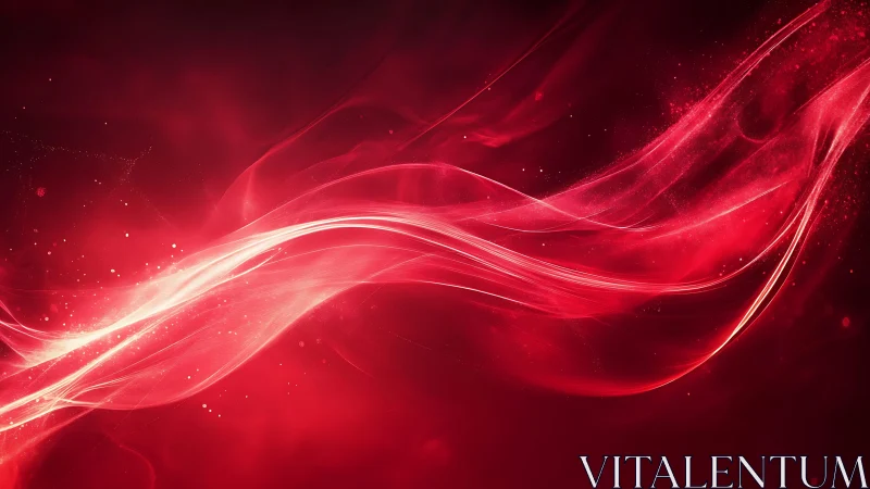 Vibrant red abstract waves digital art with glowing light effect.