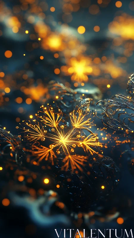 Golden dandelion sparks glow softly against a twilight dream