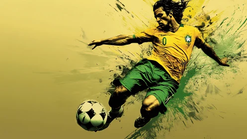 Dynamic Brazilian striker rendered in explosive digital motion.