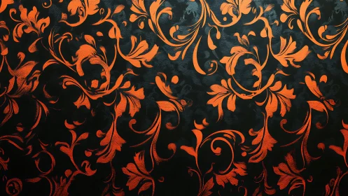 Ornate orange baroque flourishes over deep black field.