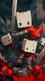 Brave little box-headed warriors charging into battle.