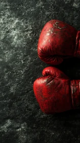 Red Boxing Gloves on Textured Surface.
