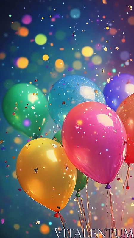 Balloons Dance Through Luminous Confetti Dreams