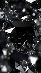 High-index black diamond cluster with specular caustics rendered.