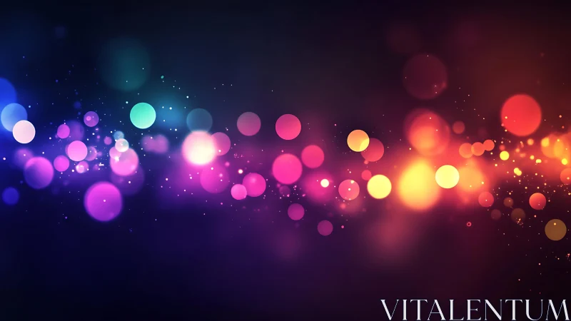 Vibrant abstract bokeh lights in colorful gradient background.