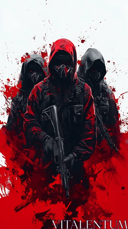 Hooded crimson vanguard stalks forward through splintered bloodlight