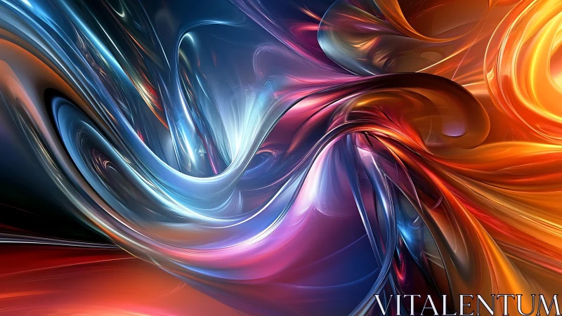 Fluid chromatic vortex in luminous abstract ribbons.