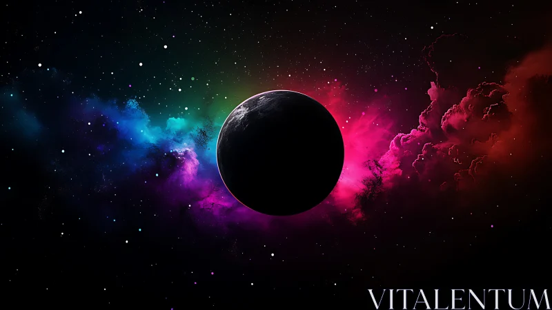 Luminous eclipse planet against spectral nebular gradients