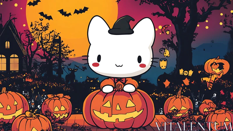 Adorable Cat in Witch Hat Celebrates Halloween Magic