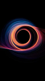 Circular light trails form a dense multicolored ring structure